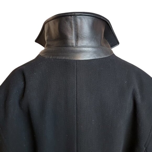 Cole Haan Men's Wool Car Coat with Leather Style Trim - Mens Size M - Picture 6 of 8